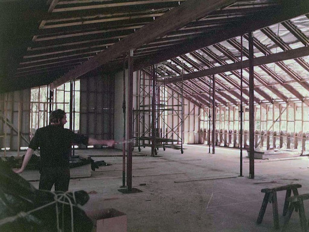 Abbey Museum Extension Construction Interior framework during Abbey Museum construction