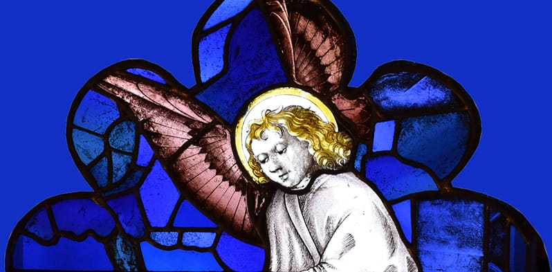 Abbey Inspiration Morning Image of an angel in stained glass